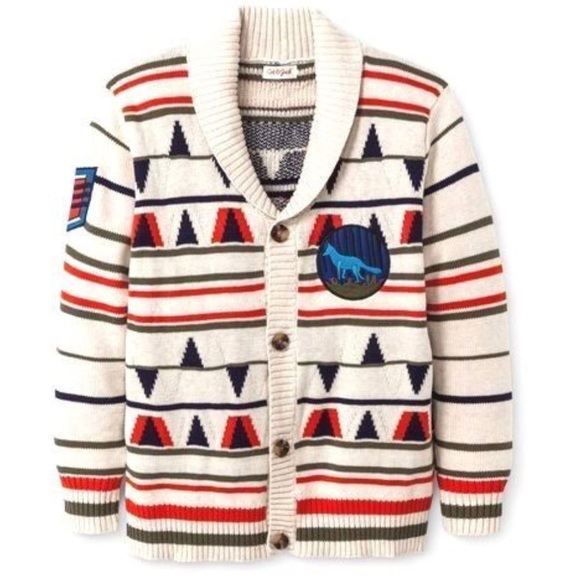 Cat & Jack Boys Collared Sweater Cardigan Wolf - Picture 5 of 7